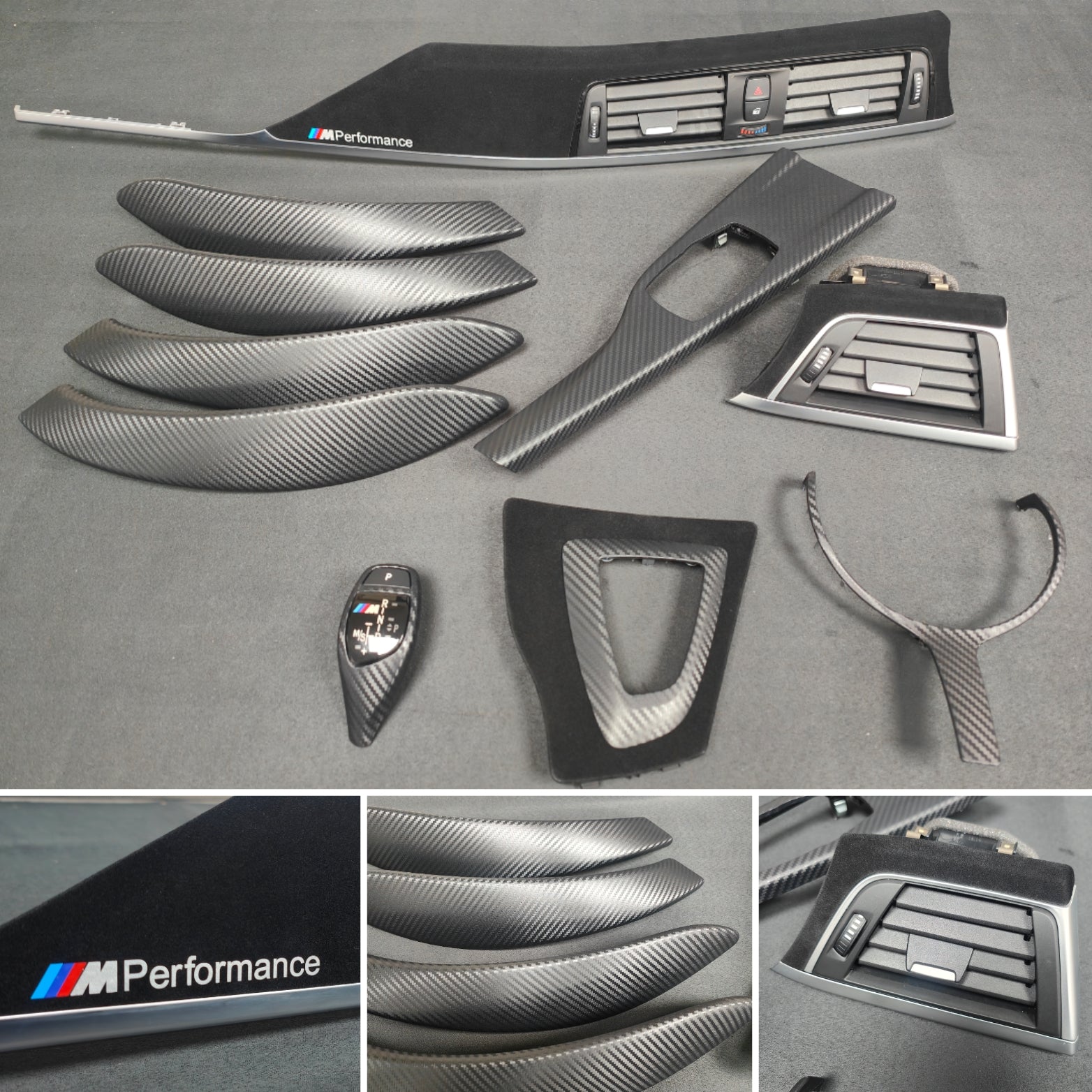 WRAPPING SERVICE - BMW F3X F8X CUSTOM INTERIOR TRIM SET - ALCANTARA / SILVER / 4D CARBON